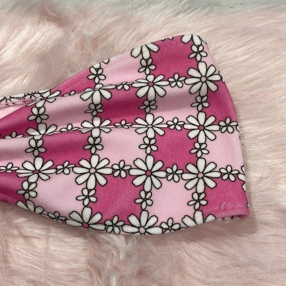 NWT Frankie's Bikini Floral Pink Jeanette Terry Strapless Bikini Top